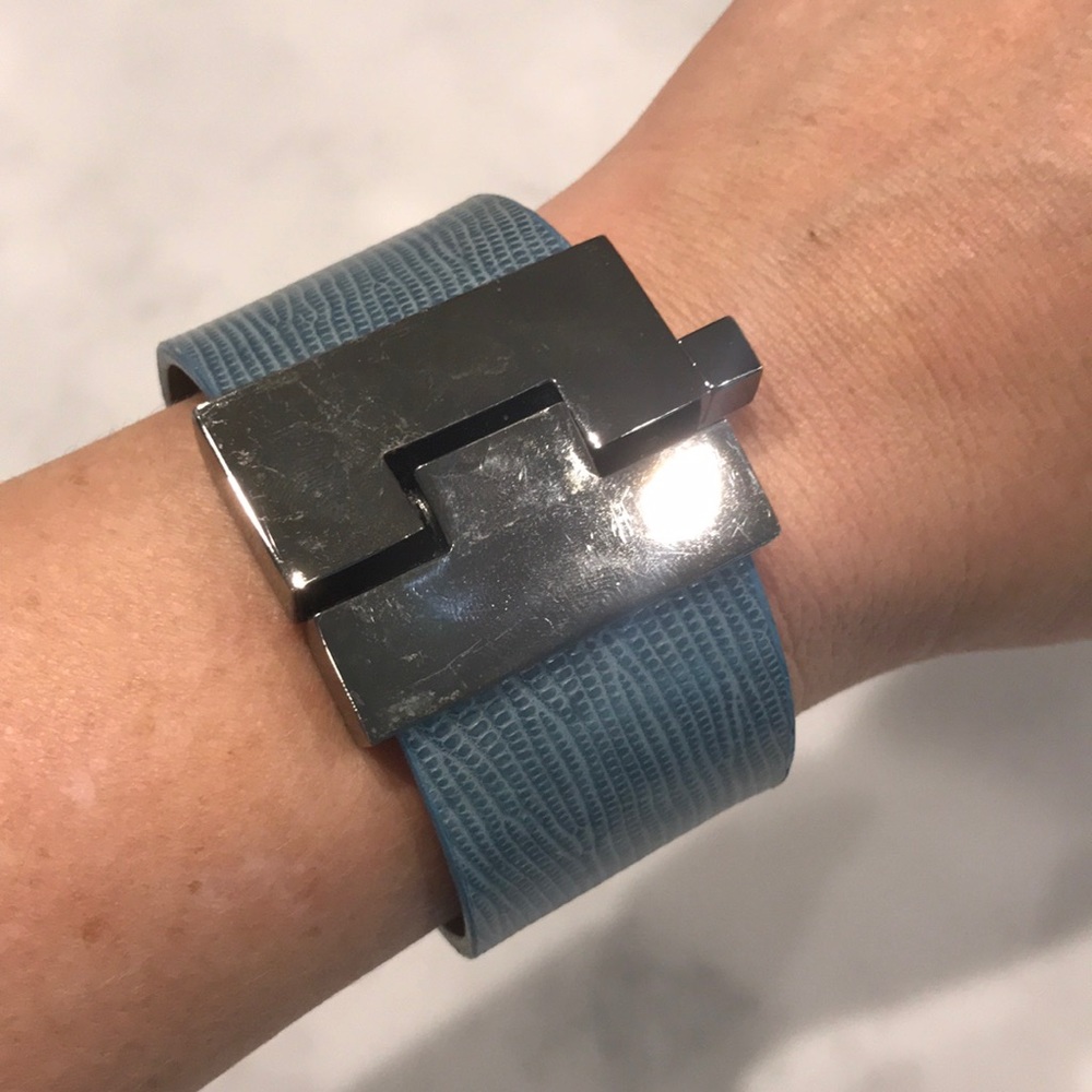 Genuine Lizard Cuff blue/grey